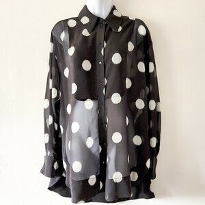 NWT Beautiful Black/White polka dot oversized long blouse by TOPSHOP
